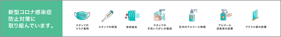 コロナ感染症防止対策に取り組んでいます。